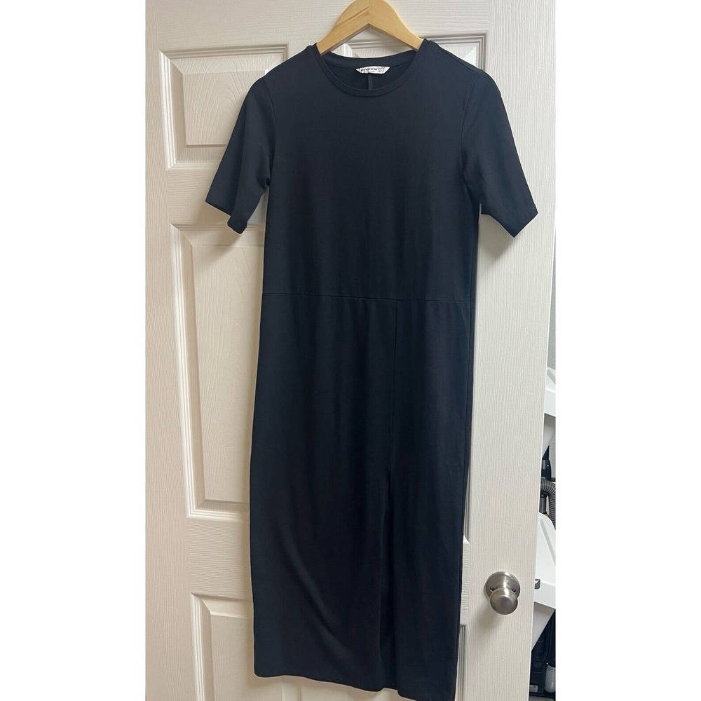 Stradivarius Short Sleeve Dress Black‎